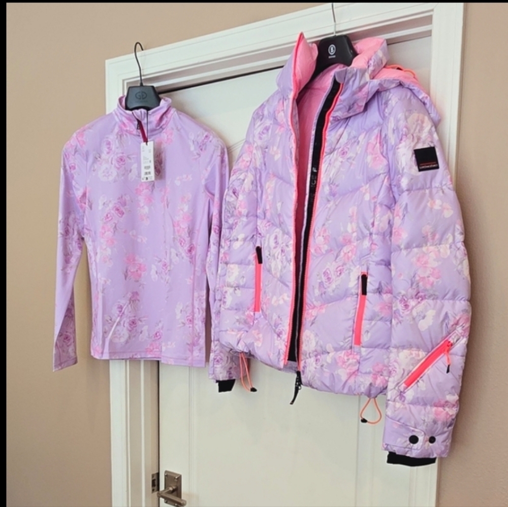 Bogner Loveshackfancy Nessa Ski Pants Lavender Mist Hibiscus Purple - Picture 6 of 16